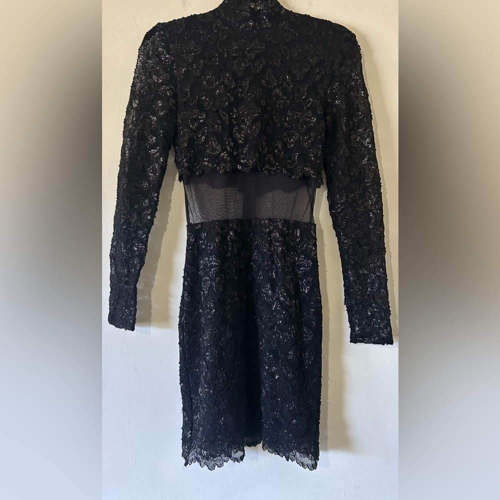 Vintage PM Climax Chic Black Lace Long Sleeve Dress